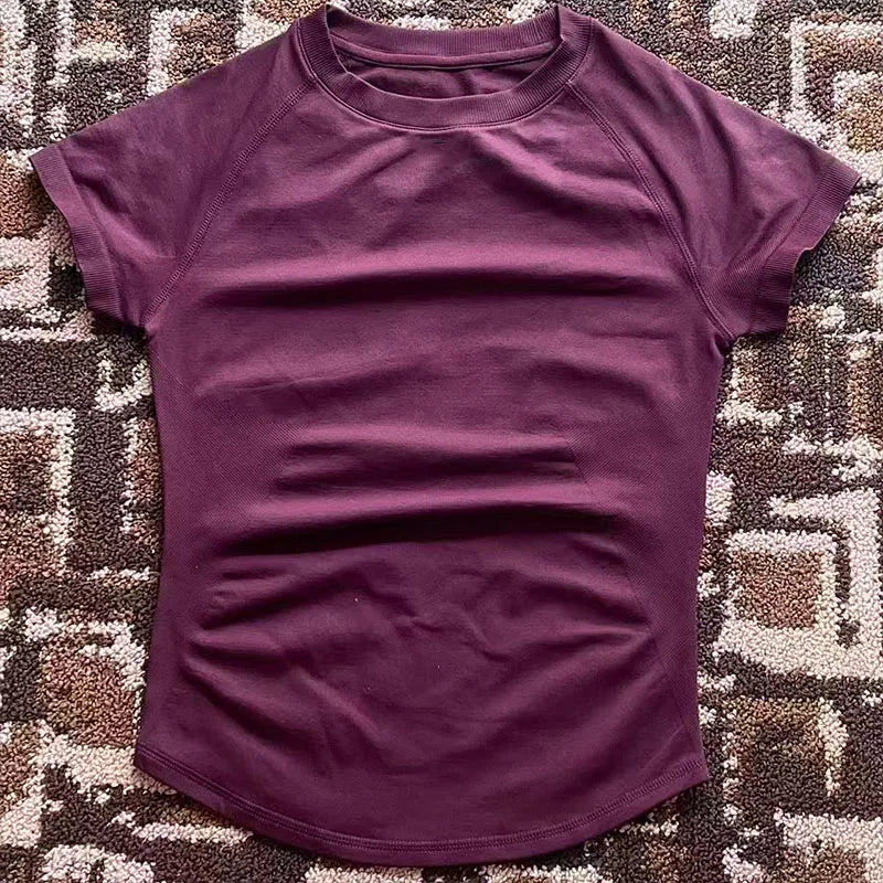 Impact L0g0DF Short Sleeve Top Women Running Sports T Shirt Summer Short Sleeve Round Neck Breathable Stretchy Gym Yoga Fitness - ATFH