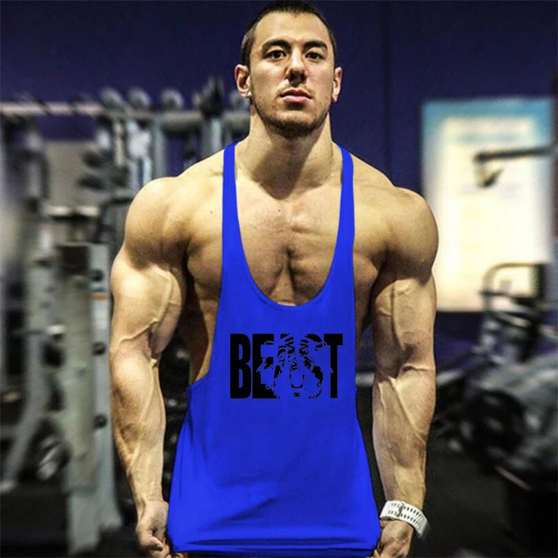 Y Back Cotton Gym Tank Tops Men Sleeveless Tanktops For Men Bodybuilding Clothing Undershirt Fitness Stringer Vest
