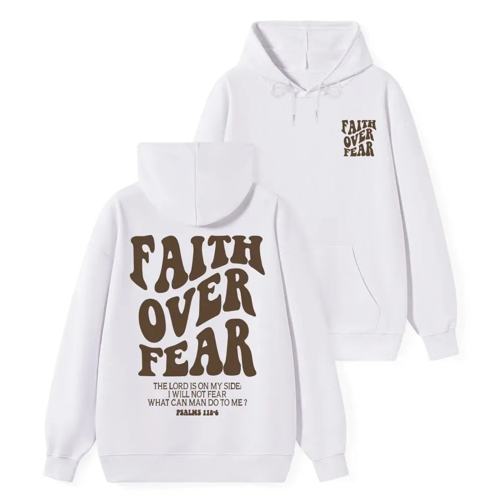 Faith Over Fear Christian Hoodie Men's and Women's Long Sleeve Sweatshirt Pullover Tops Sportswear Streetwear Men Clothing
