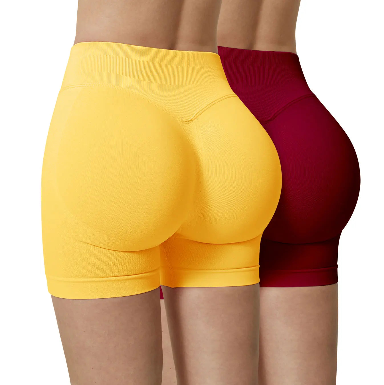 CZGUKE-2PCSWomen Seamless High Waist Scrunch Butt Shorts 2 Pack Elastic Tummy Control Gym Workout Running Athletic Sports Shorts