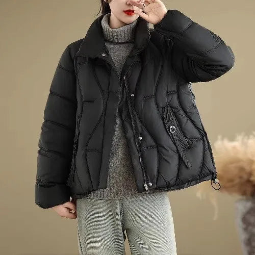 Fashion Large Size Winter Jacket New Down Cotton Coat Women's Short Style Stand Up Collar Loose Casual Outerwear A300 ATFH