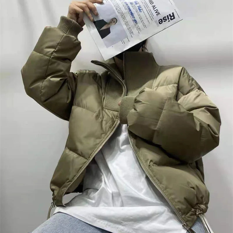 Winter Short Cotton-Padded Jacket Women's 2024 New Loose Thick Stitching Bread Coats Fashion Zipper Keep Warm Cotton Coat Female ATFH