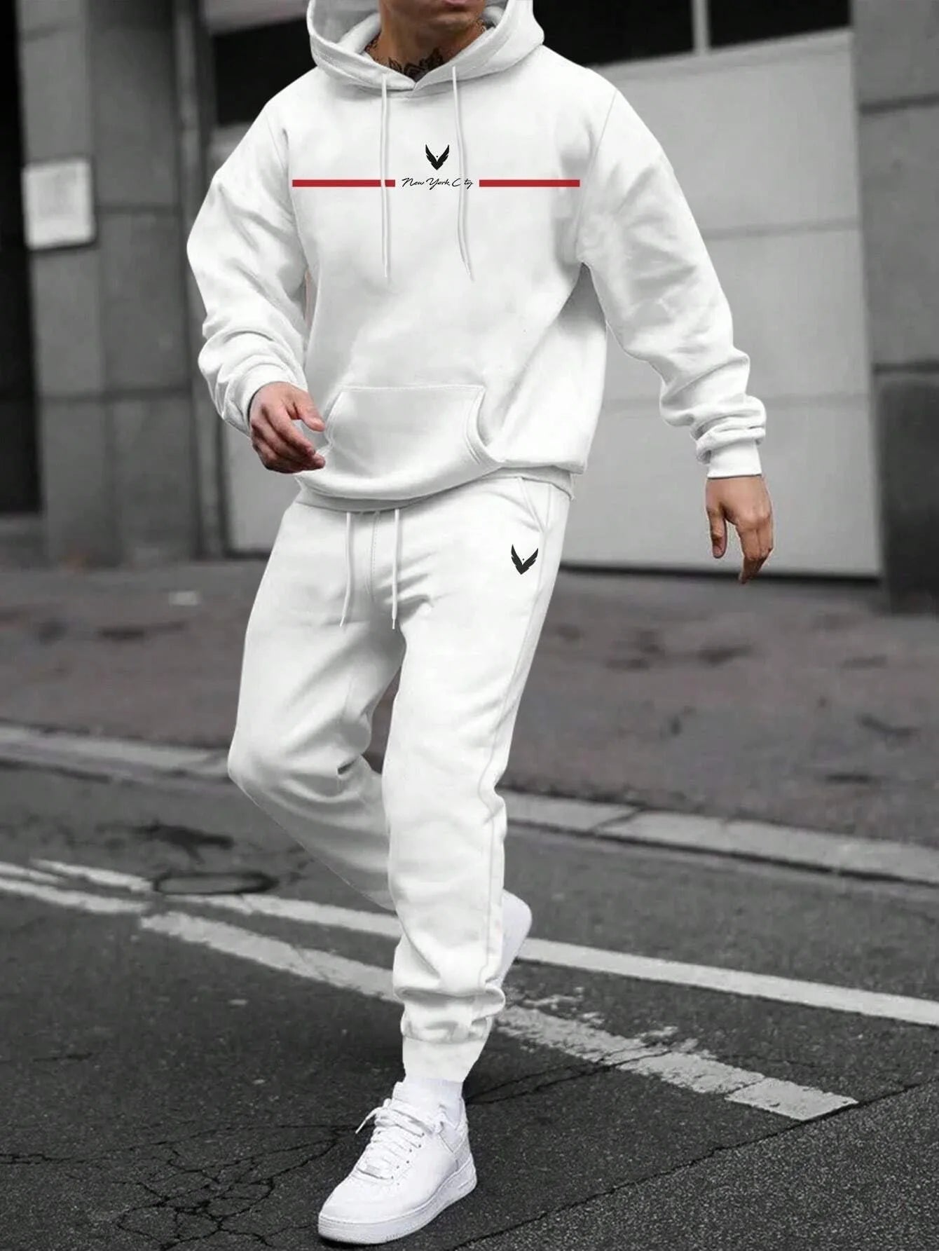 2026 Spring and autumn two-piece men's drawstring women's sports set hooded set quality comfortable casual pullover fashion - ATFH