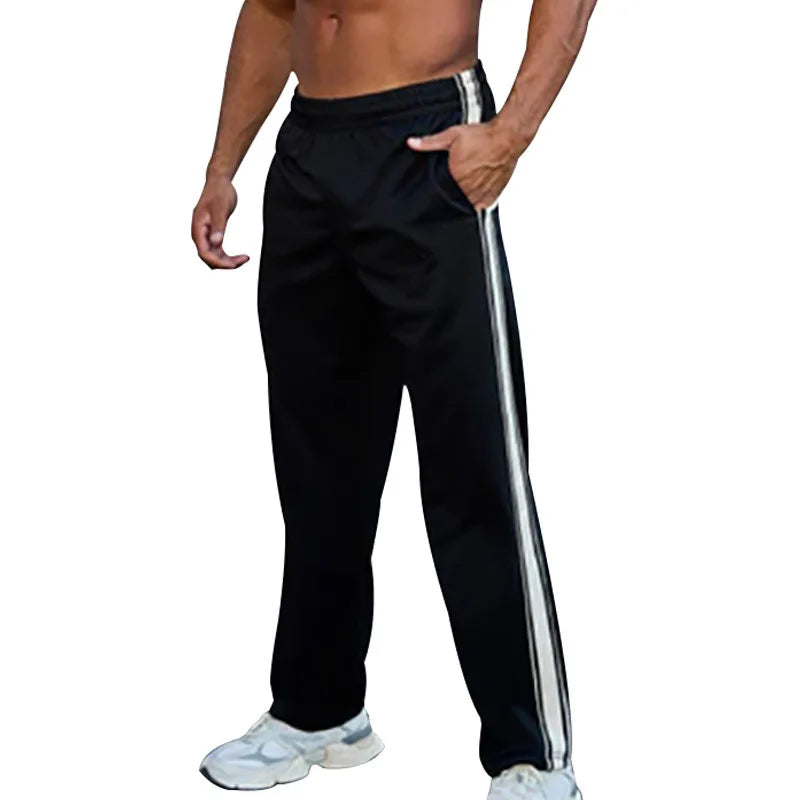 2024 cross-border spring and summer new trendy brand strips men's straight-leg pants American loose sports trousers sweatpants