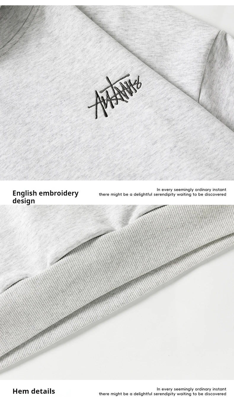 400G Heavy Thick Letter Embroidered Hoodies for Men's Autumn Winter Style American Trendy Couple Loose Hoodie Coat - ATFH