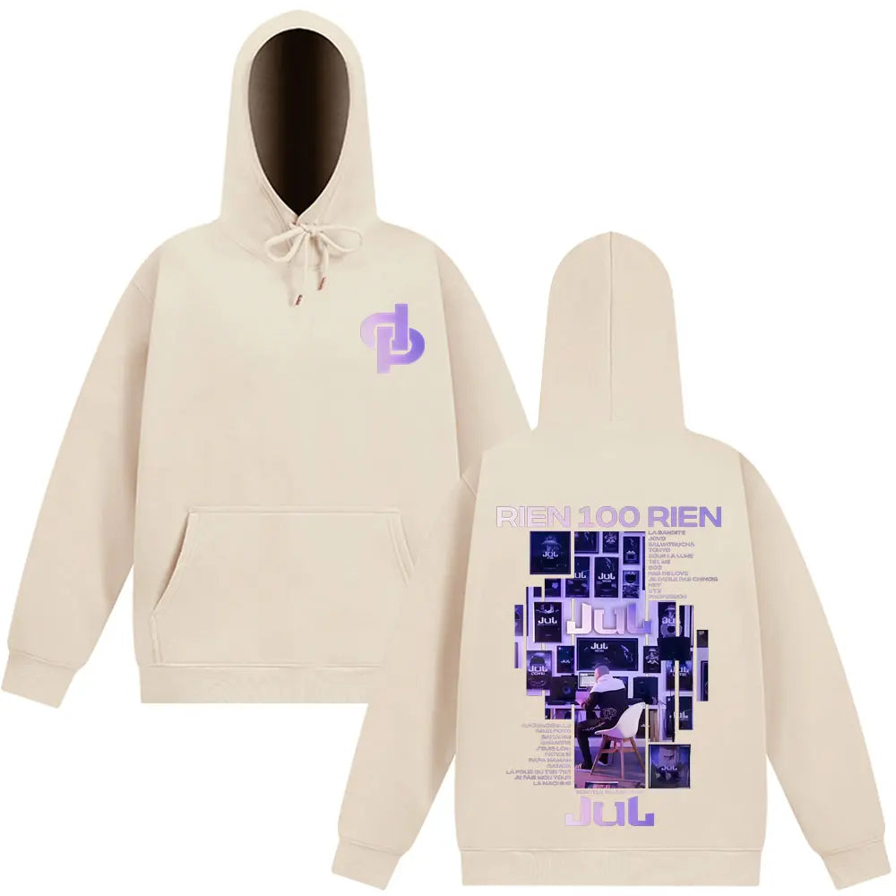 Rapper Jul Rien 100 Rien Album Tour 2025 Graphic Gothic Punk Hoodie Men's Women Fashion Pullover Hip Hop Winter Loose.tracksuit