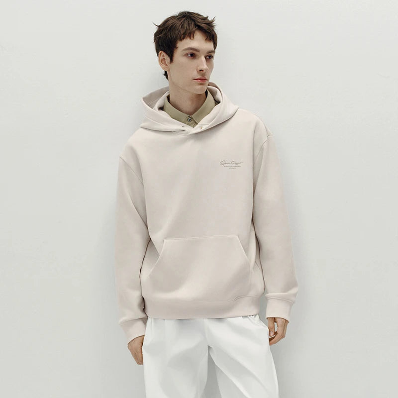 Semir Men Hoodie Suede Feel Printed Embroidery Hooded Pullover Classic Soft Casual Style Autumn Sweatshirt 2026
