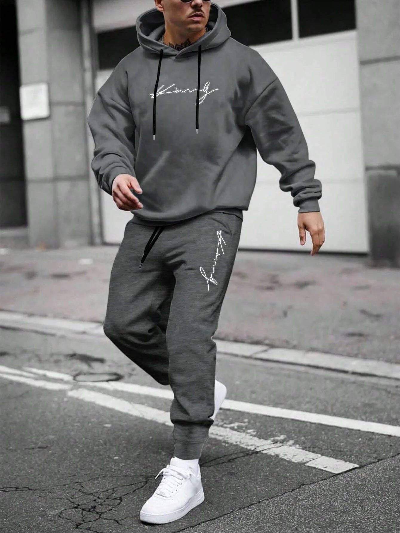 2026 Spring and autumn two-piece men's drawstring women's sports set hooded set quality comfortable casual pullover fashion - ATFH