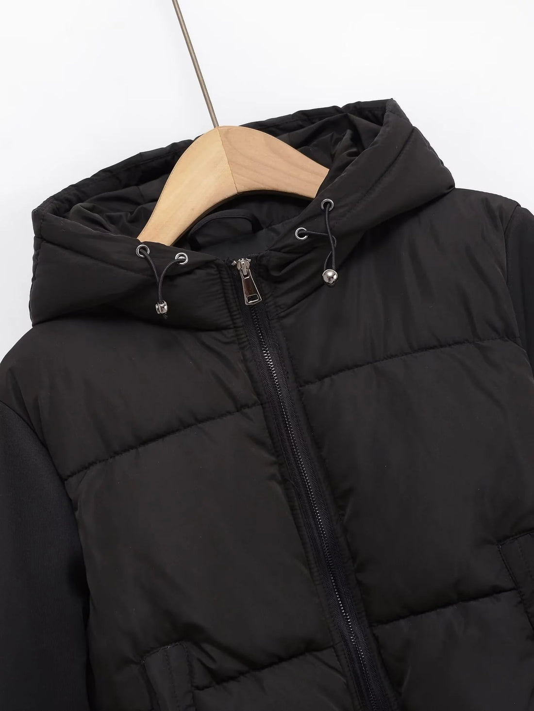 UNIZERA2025 autumn new women's casual fashion slim stretch fabric splicing cotton coat warm hooded cotton coat ATFH
