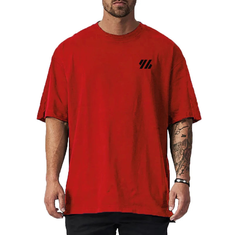 Summer Cotton Loose Oversized Half Sleeve Running T Shirt Men Sports Casual Fitness T-shirts O-neck Gym Clothing Workout Tees ATFH