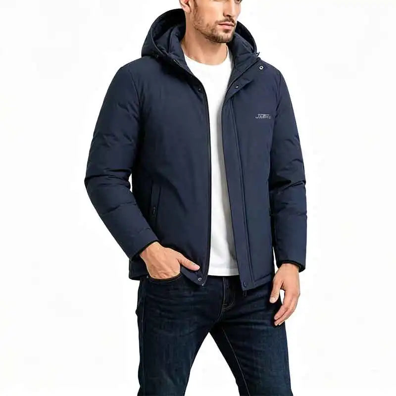New Style Hooded Parkas Wind Proof Cold Proof Brand Mens Light Weight Parkas Korean Style Simple Jacket Warm Solid Color Coat