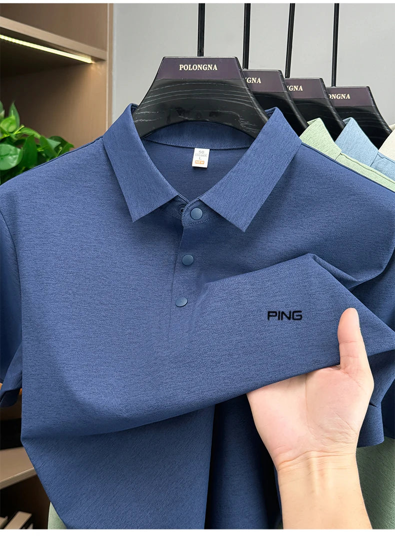 Fashion brand casual printed logo polo shirt, comfortable and breathable short-sleeve T-shirt perfect for summer outdoor sports