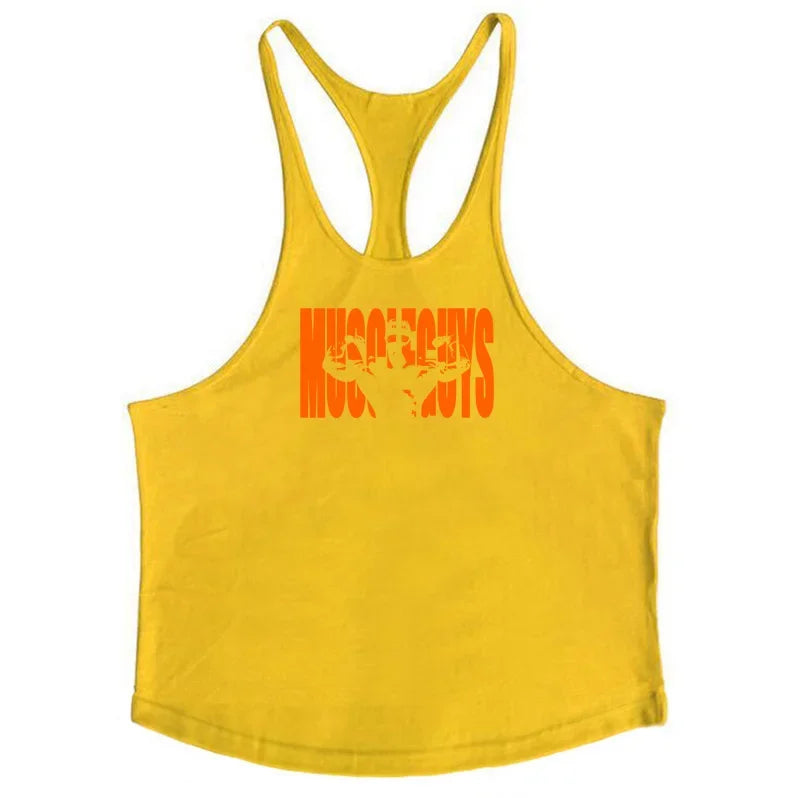 Muscle guys Gyms Tank Top Men Workout Clothing Bodybuilding Stringer Men Vests Cotton Y back Singlets debardeur fitness homme