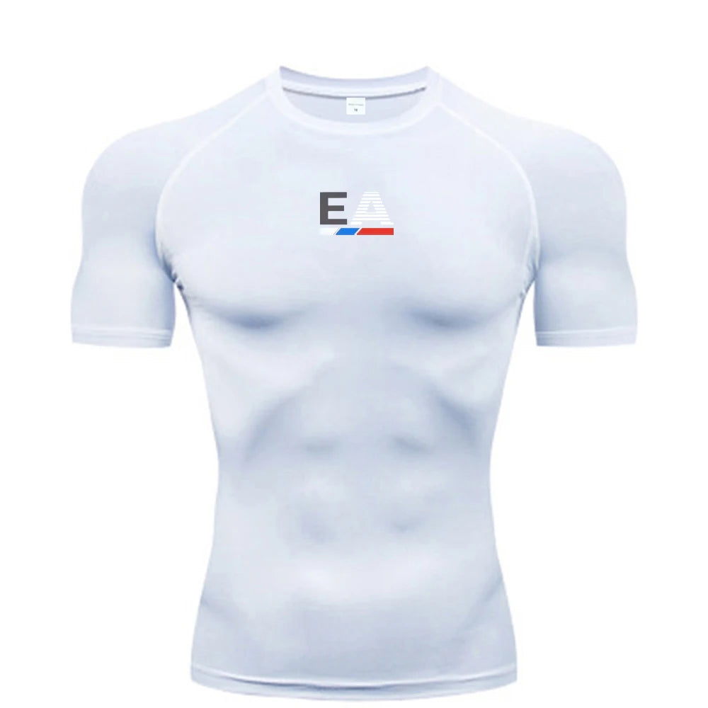 Men Running Compression T-shirt Sport Tees Gym Fitness Sportshirts Male Jogging Tracksuit Homme Athletic Shirt Tops S-3XL