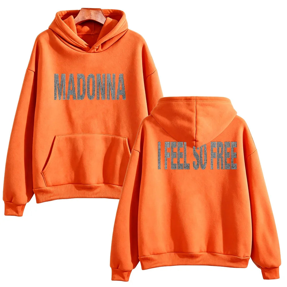 I Feel So Free Hoodie Graphic Printed Hoodie Madonna Merch Vintage Style Sweatshirts Women Men with Hooded Loose Casual Pullover