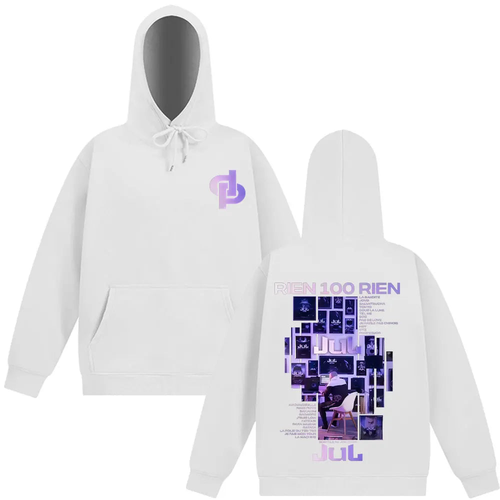 Rapper Jul Rien 100 Rien Album Tour 2025 Graphic Gothic Punk Hoodie Men's Women Fashion Pullover Hip Hop Winter Loose.tracksuit