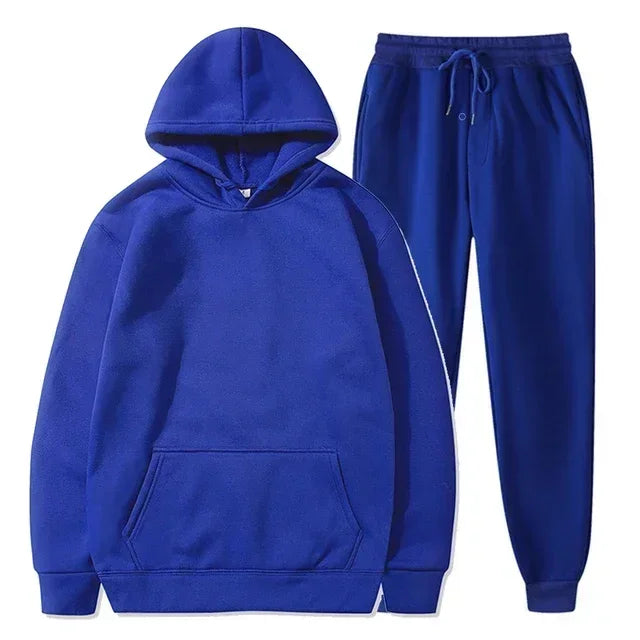 Basic Fleece Hoodies And Sweat Pants Set Men Jogger Set Wholesale Track Suit Sportswear Tracksuits Unisex Ensemble Jogging Homme - ATFH