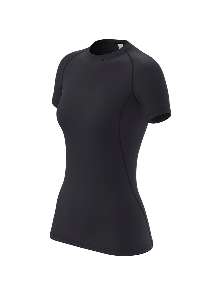 Women's compression shirt, short-sleeved sports yoga running T-shirt summer gym workout quick-drying stretch T-shirt, clothing - ATFH