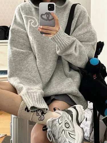 Korean Loose Grunge Vintage Letter Hoodies Streetwear Hip Hop Outerwear Casual Sweatshirt Fashion All Match Simple Women Top Y2k - ATFH