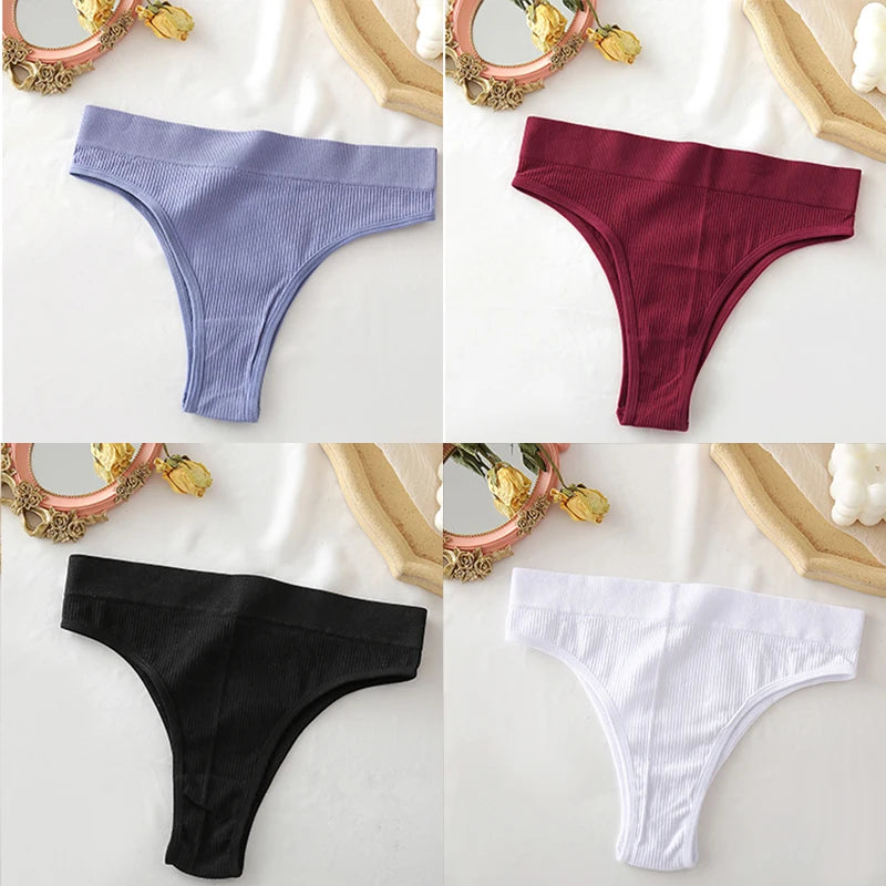 FINETOO 4PCS/Set Seamless Women Pantys High Waist Briefs Solid Color Brazilian Panties Girls Sexy Underpants For Women Lingerie