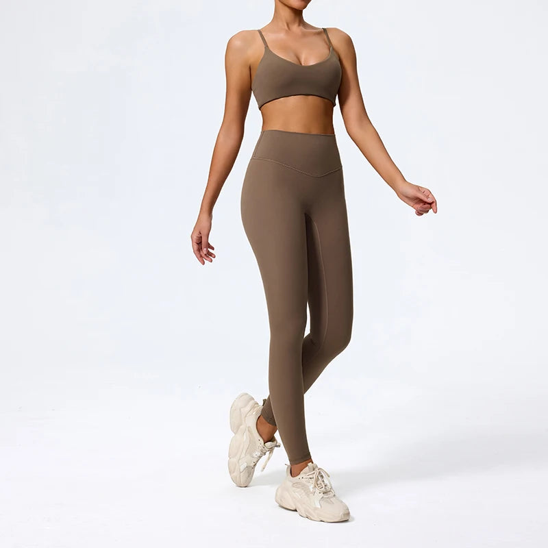 Ctenkevet Summer Women 2Pcs Sleeveless Sports Set Female Gym Two-piece Yoga Set High Waist Breathable legging Sportswear Women - ATFH