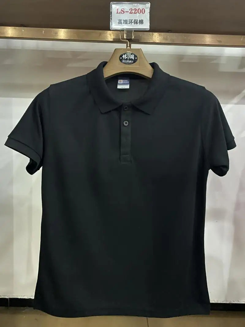 Custom Logo Embroidery Printing Mens Shirts Cotton Short-Sleeved Polo Shirts Summer Lapel T-shirt Business Men Women Tops Shirt