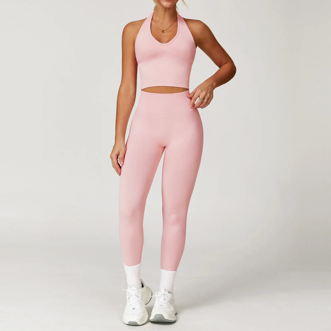 2/3/4PCS Yoga Set Gym Clothes Sportswear Seamless Yoga Suits For Women Fitness Long Sleeved Tracksuits Sports Bra Gym Leggings - ATFH