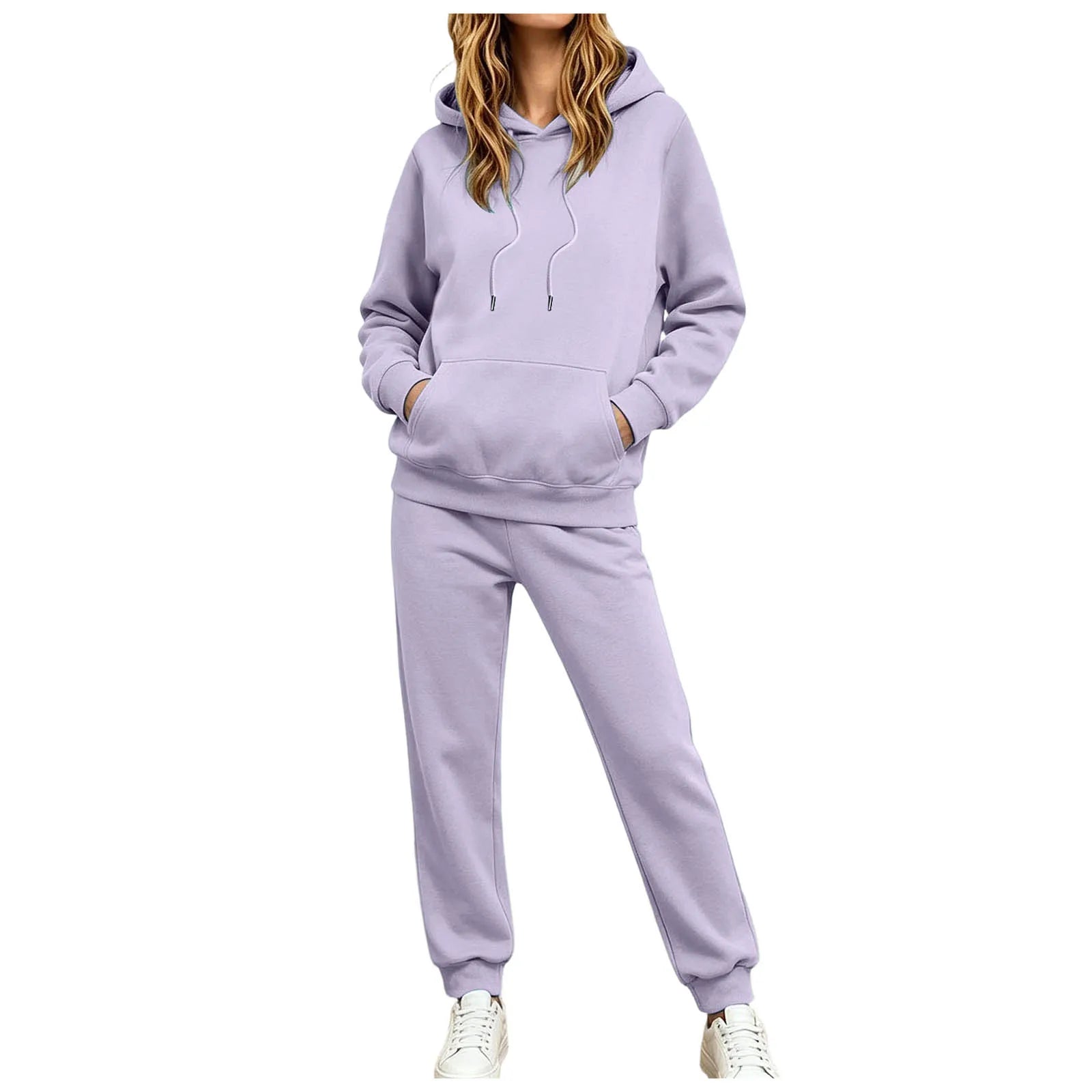 Autumn Winter Women Casual Hooded Tracksuit Long Sleeve Sweatshirt Matching Elastic Cuff Jogger Pants Soft Sport Female Clothes