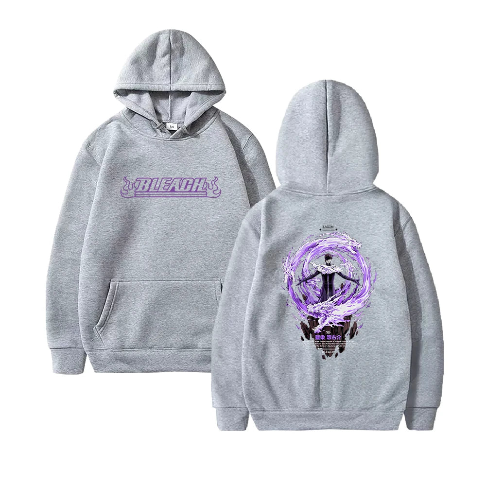 Aizen Sousuke BLEACH Graphic Hoodies Japanese Anime Print Hoodie Long Sleeve Feece Loose Hooded Sweatshirt  Men Women Clothing - ATFH