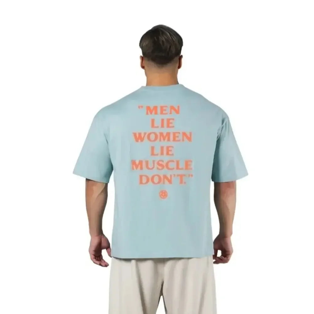 LYFT Oversized Loose Men's Casual Sport T-Shirt Gym Bodybuilding Fitness Short Sleeve Shirts Summer Cotton Breathable Tee Tops ATFH