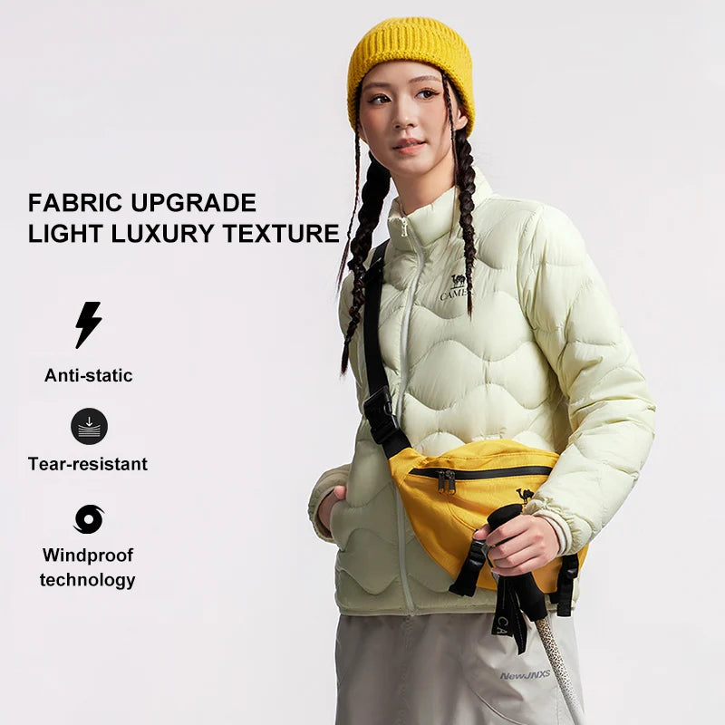 GOLDEN CAMEL Outdoor Down Jackets Men's and Women's Lightweight High-loft Warm Windproof Anti-static Jacket for Men Winter Coats