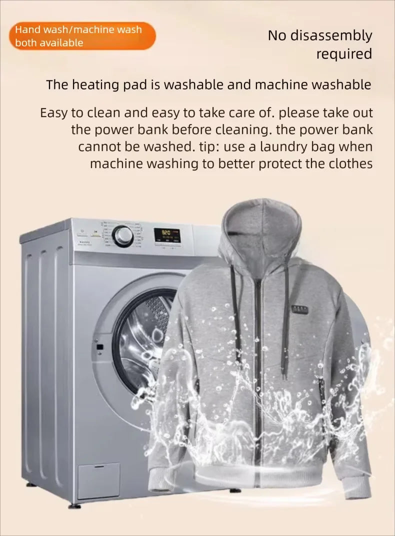23 Areas Smart Heated Hoodie Couple Style Outdoor Wear Constant Warmth Unisex Electric Heating Sweatshirt Winter Heated Jacket ﻿ - ATFH