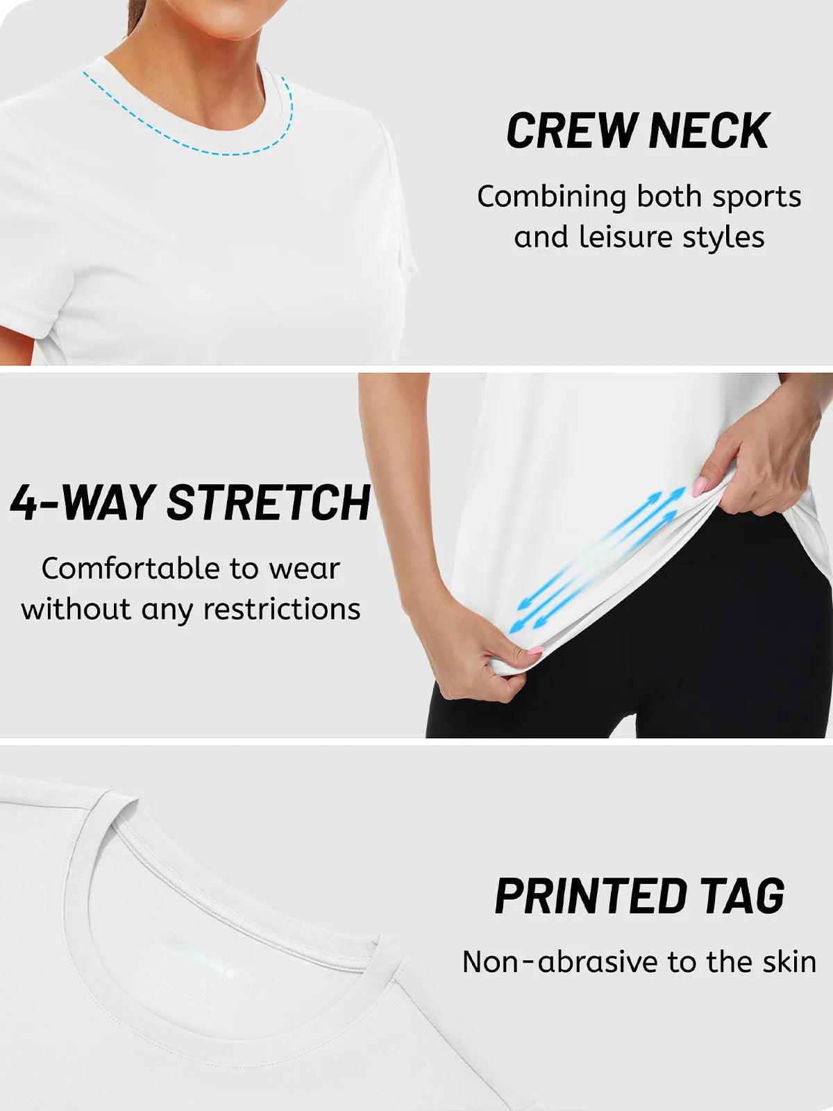 TACVASEN Summer Casual Performance T-shirts UPF 50+ Quick Dry Womens Sun Protection T-shirt Outdoor Running Swim Tee shirts Tops - ATFH