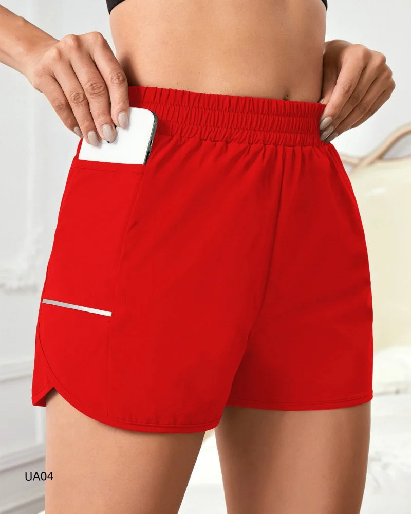 Women's High-Waisted Running Shorts Quick Dry Sports Gym Shorts Reflective Strip Elastic Waist for Yoga Fitness Streetwear Tahsi Fashion House