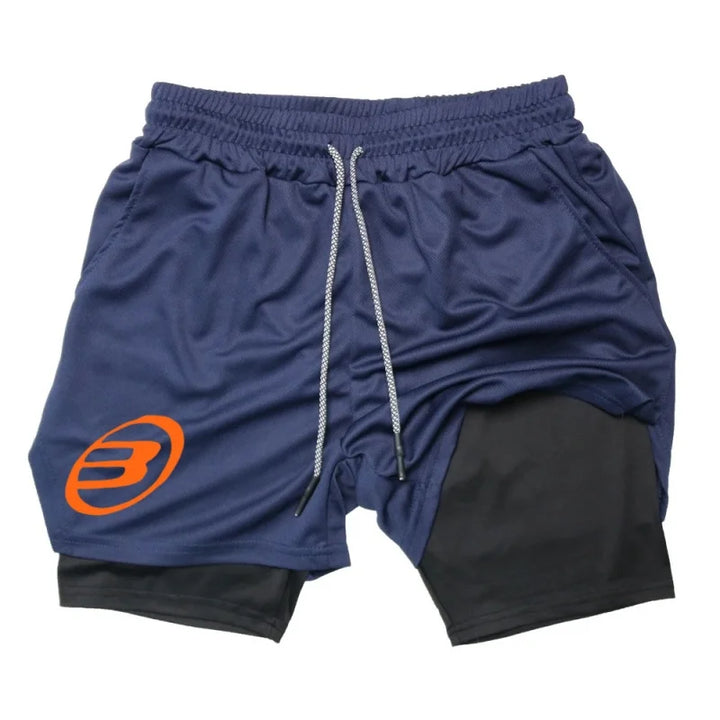 Workout Compression 2-in-1 Running Short for Men Gym Shorts Phone Pocket Towel Loop Summer Double Deck Sport Athletic Activewear