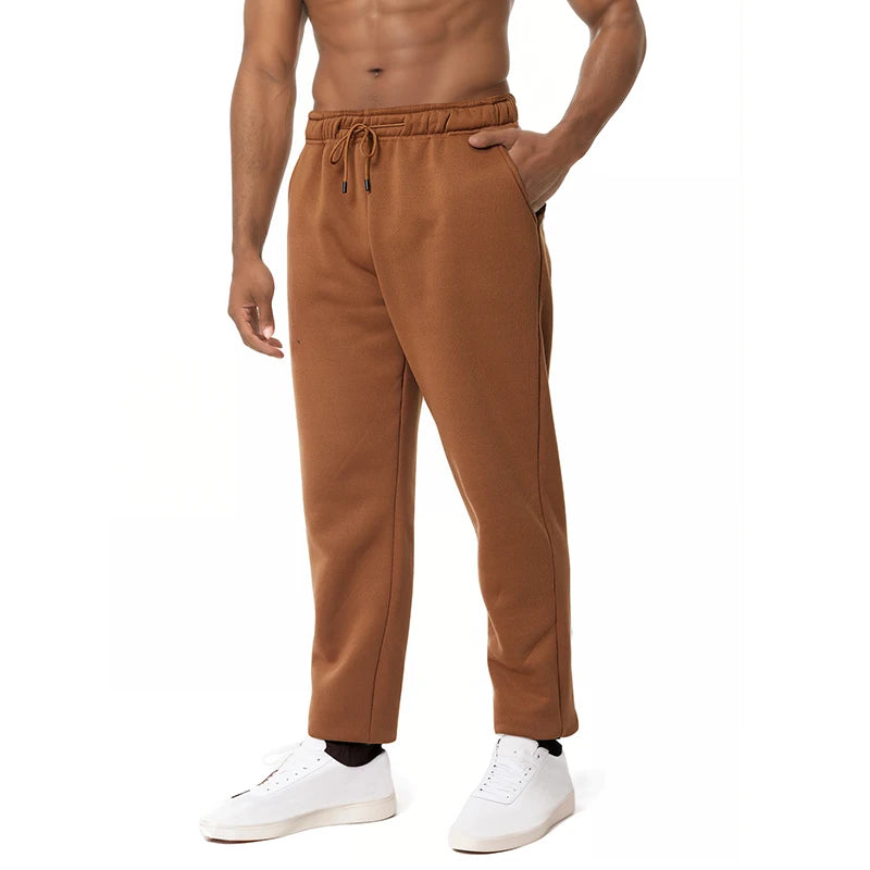 Mens Casual Pants Autumn Winter Fleece Sweatpants Men Running Jogger Sports Gym Trousers Fashion Solid Color Workout Long Pants