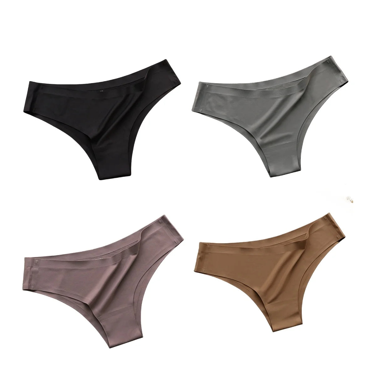 4Pcs/Set Women Ice Silk Panties Low Rise Briefs Soft Brazilian Panties Smooth Underwear Stretch Underpants Sexy Lingerie M-XL