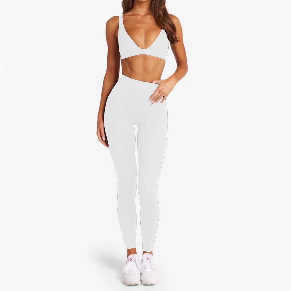 1/2PCS Contour Crop Sport Bra Women Yoga Sets Workout Gym Scrunch High Waist Fitness Push Up Shorts Running Avtive Suits XP187 - ATFH