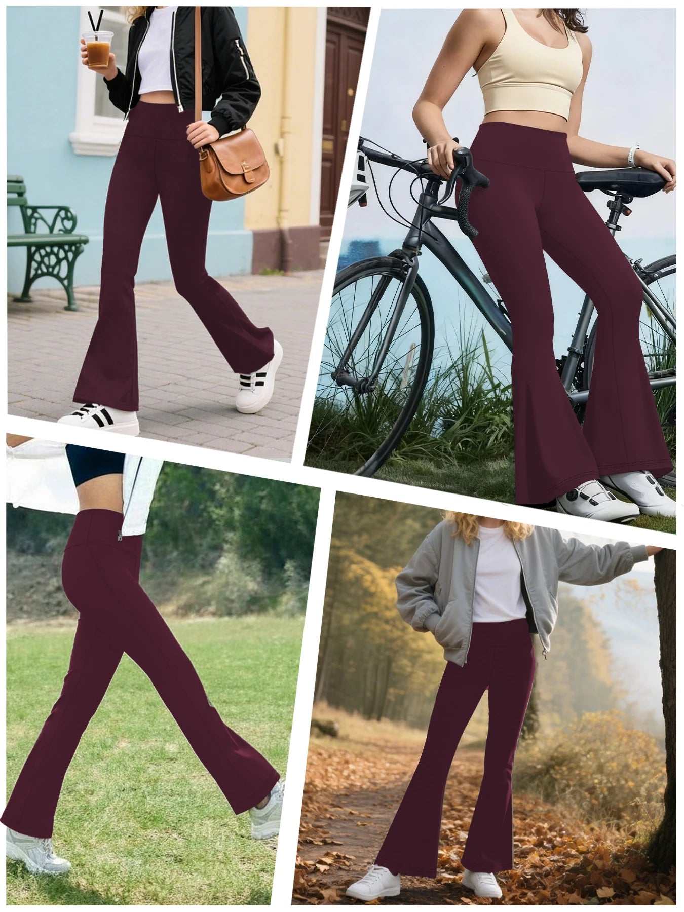 Women's Super Soft Flare Pants High Waisted Tummy Control Workout Yoga Push Up Gym Fitness Long Leggings Bell Bottoms ATFH