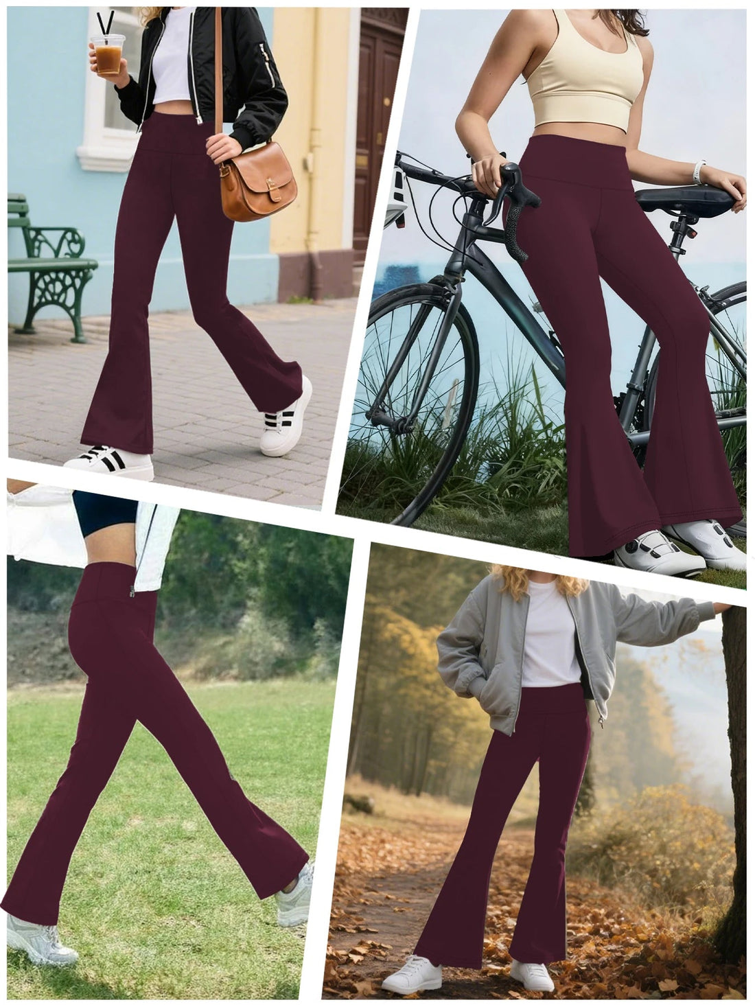 Women's Super Soft Flare Pants High Waisted Tummy Control Workout Yoga Push Up Gym Fitness Long Leggings Bell Bottoms ATFH