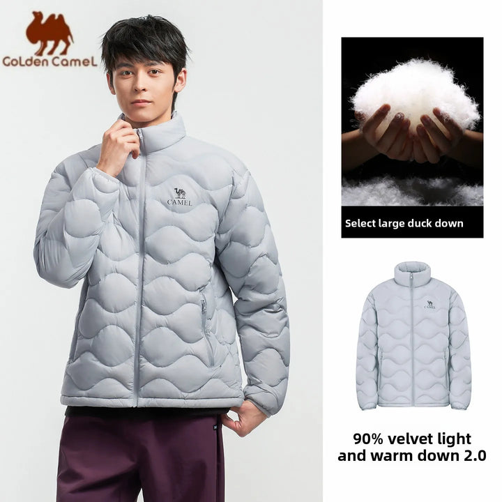 GOLDEN CAMEL Outdoor Down Jackets Men's and Women's Lightweight High-loft Warm Windproof Anti-static Jacket for Men Winter Coats