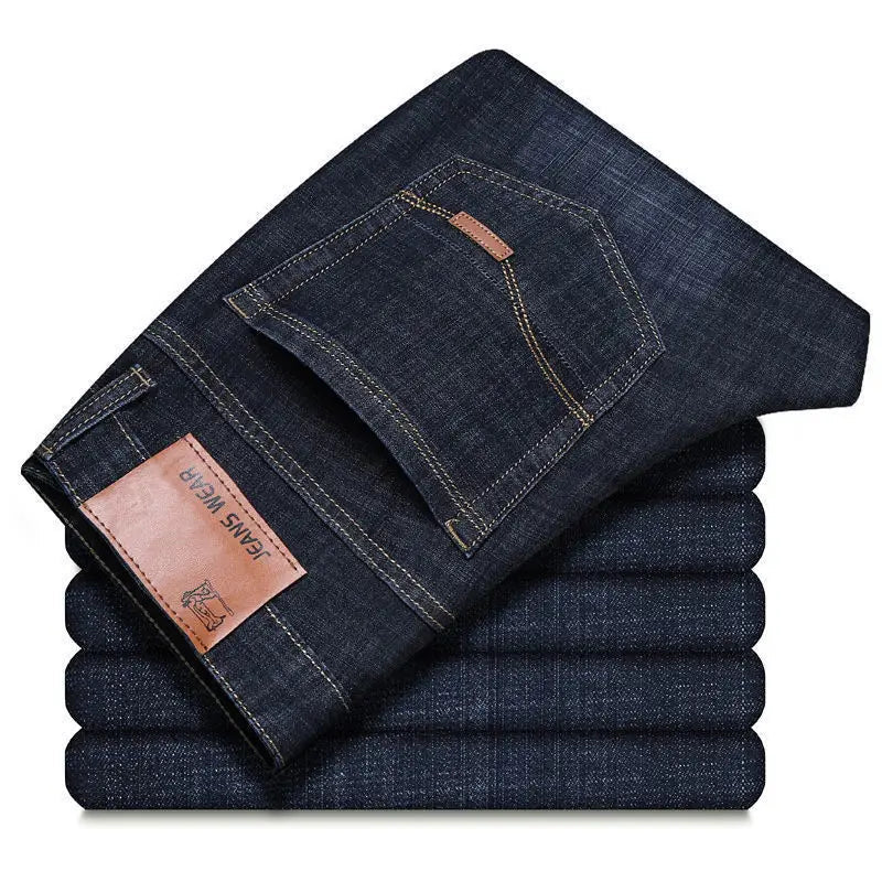 Men Fashion Straight Jeans Men 2025 New Stretch Slim Fit Pants Comfortable Soft Business Denim Trousers Male Brand Clothing ATFH
