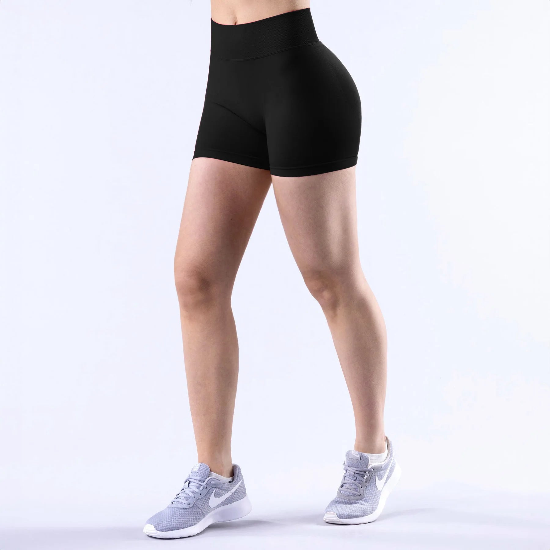 LOGO Tight High Waist Hip Lifting Yoga Pants Seamless Breathable Quick-drying Naked-feeling Sports Fitness Three-point Shorts