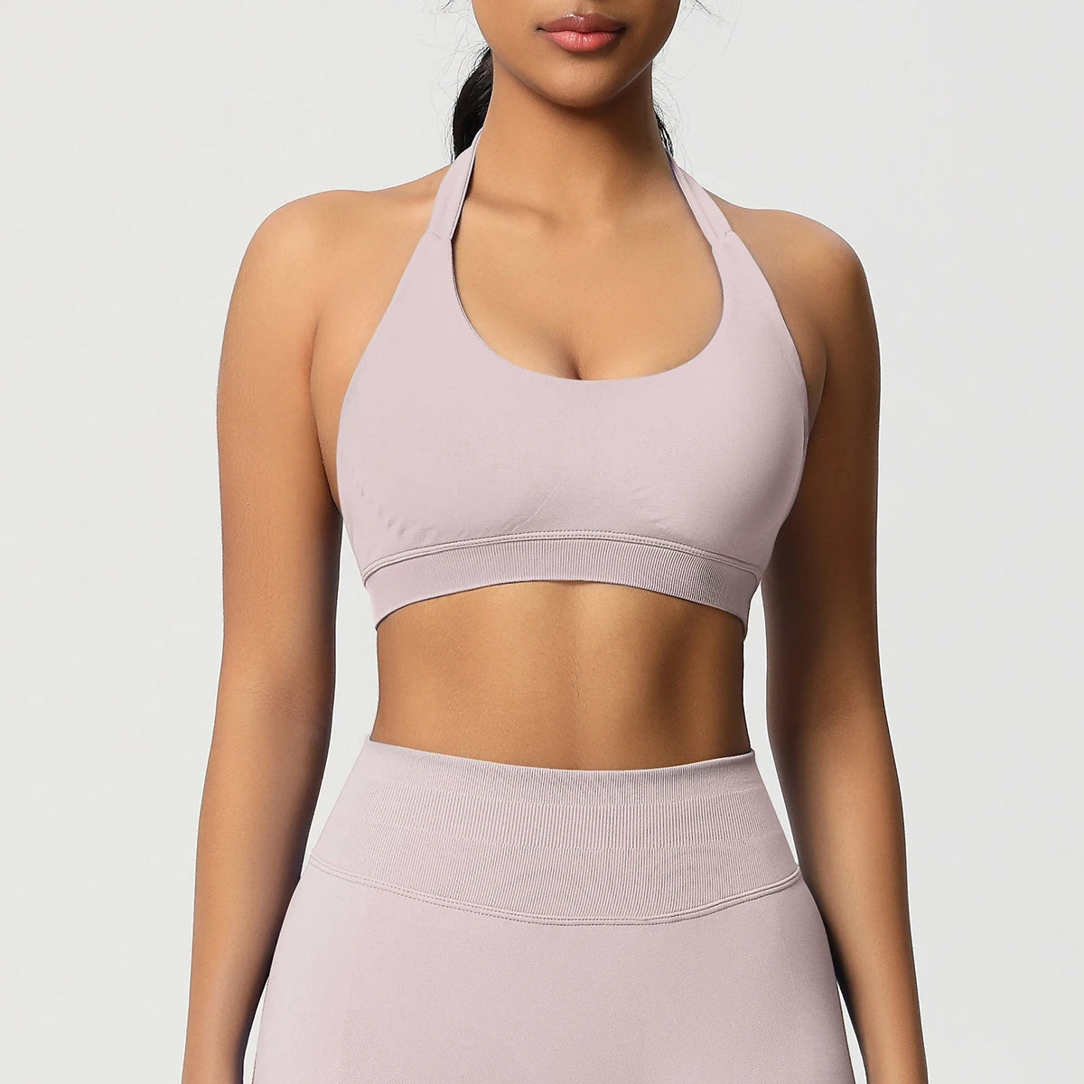 High Stretch Sports Bra Women Halter Seamless Yoga Bra Padded Backless Sports Bras Gym Crop Top Push Up Workout Yoga Tops Woman - ATFH