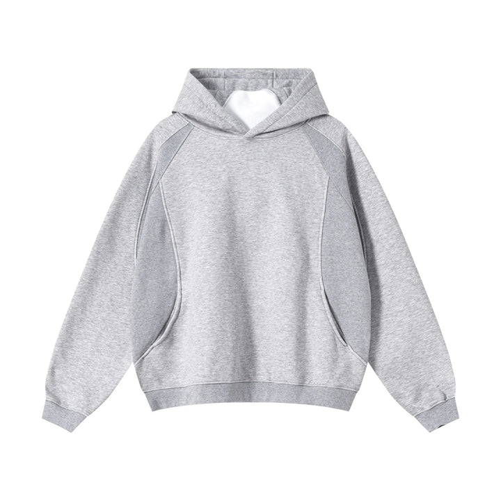 2025 Autumn Winter American Curved Colorblock Fleece Hoodie Men Streetwear Pullover Hoodies Long Sleeve with Pocket Oversized - ATFH