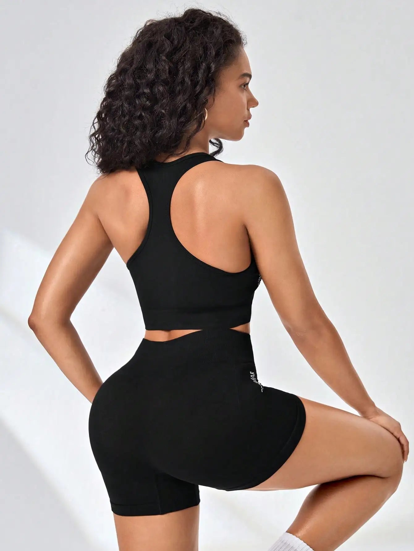 Women Yoga Set Bra Shorts Set Seamless Fitness Tracksuit Gym Running Shorts Sports Set Workout Shockproof Vest Outfit - ATFH