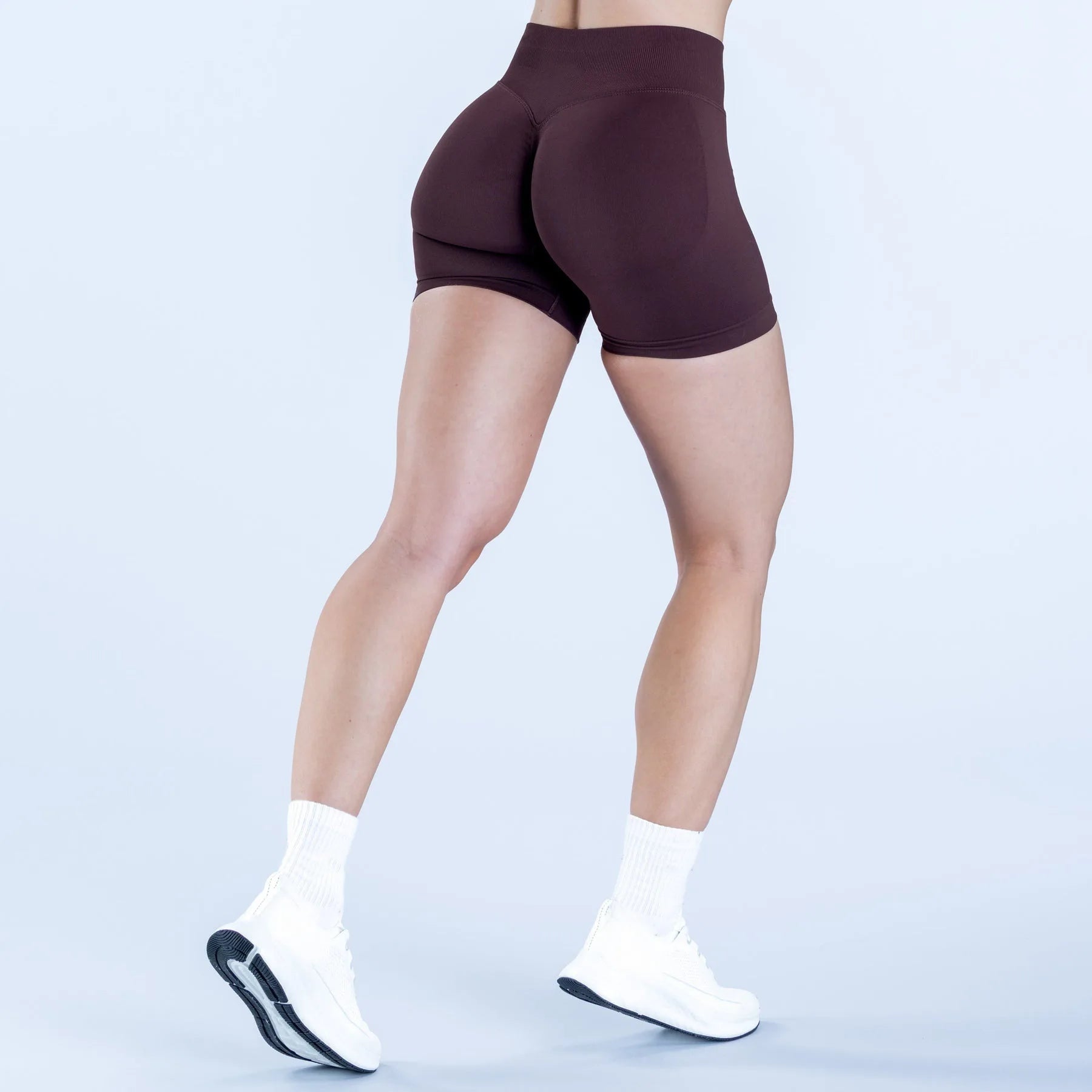 High Elastic Nylon Sports Shorts Women's Three-Way Waist Drawstring Butt Lifting Seamless Low Waist Three-Quarter Length