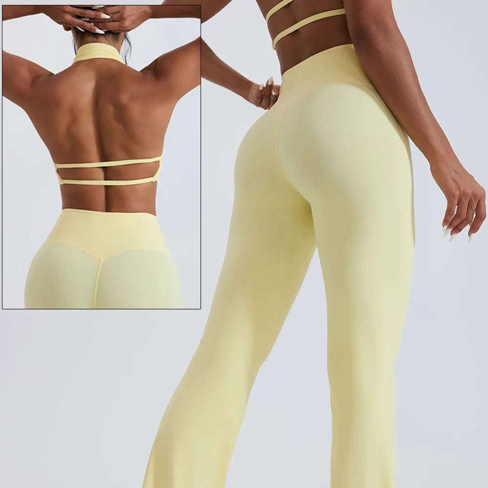 Cloud Hide Yellow Yoga Suit Gym for Woman Fitness Set Sports Tracksuit Bra Top Pants XL Workout Pilates Outfits Running Clothes ATFH
