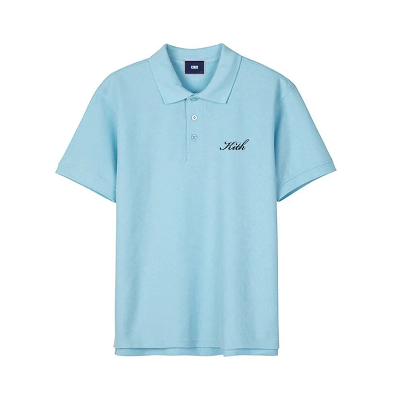 Japan Korea Quality 100%Cotton Solid polo T Shirt Mens Short Sleeve Fashion Trend Clothing Woman Summer Letter Embroidery Tops