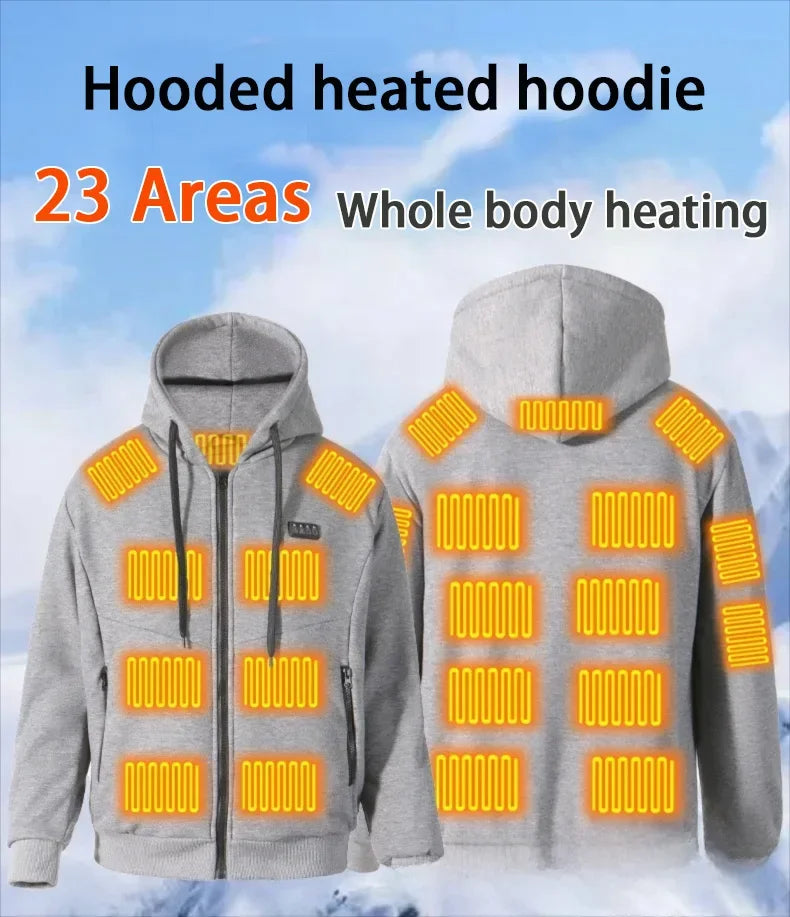 Smart Heated Hoodie 23 Zone Heating Couple Matching Style Outdoor Wear Constant Warmth Unisex Electric Heating Sweatshirt - ATFH